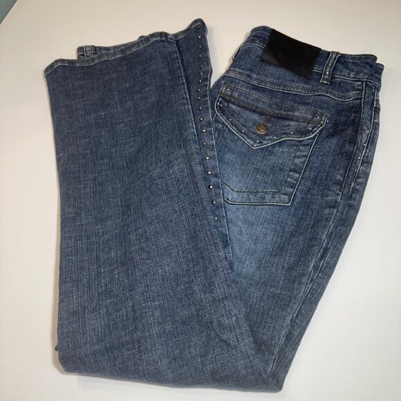 Harley-Davidson Womens Studded Embroidered Blue Denim Jeans SZ 12 High Rise EUC - Picture 12 of 12